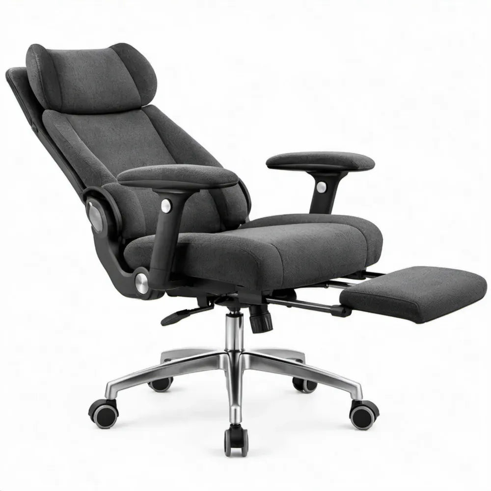 Ergonomische bureaustoel donkergrijs met uitschuifbare voetensteun, 68 x 70 x 118-128 cm