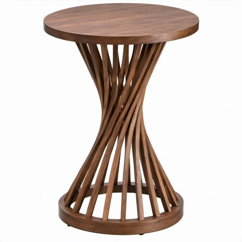 Ronde bijzettafel van massief mangohout, bruin – Ø 50 x H 60 cm
