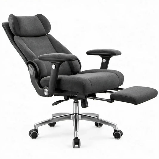 Ergonomische bureaustoel donkergrijs met uitschuifbare voetensteun, 68 x 70 x 118-128 cm