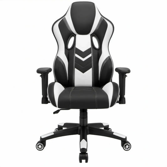 Verstelbare gamingstoel van PU-kunstleer in zwart/wit, 66 x 50 x 118-128 cm