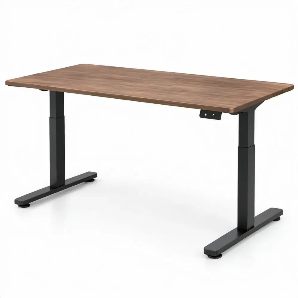 Elektrisch in hoogte verstelbaar bureau 120 x 60 cm walnootbruin/zwart