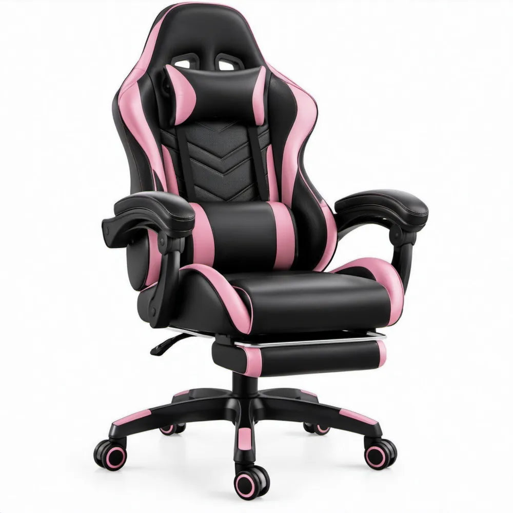 Gamingstoel met verstelbare hoogte, zwart/roze, 66 x 70 x 126-136 cm