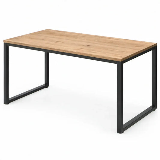 Rechthoekig bureau 120 x 60 x 75 cm eikenkleurig met zwart stalen frame