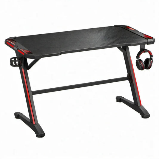 Gamingbureau 120 x 60 x 75 cm Zwart/Rood met bekerhouder en hoofdtelefoonhouder