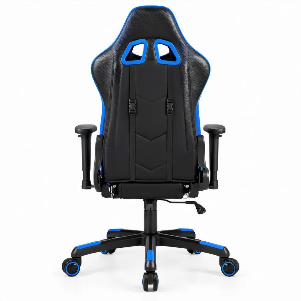 Verstelbare gamingstoel van PU-kunstleer zwart/blauw 66 x 66 x 120-130 cm
