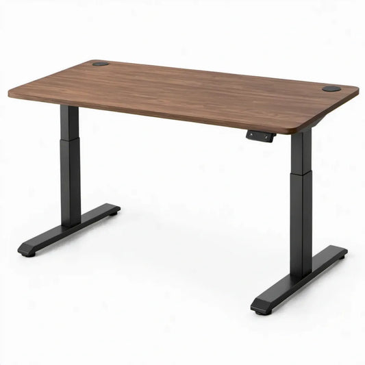 Elektrisch in hoogte verstelbaar bureau 120 x 60 cm Walnootbruin/Zwart