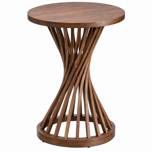 Ronde bijzettafel van massief mangohout, bruin – Ø 50 x H 60 cm